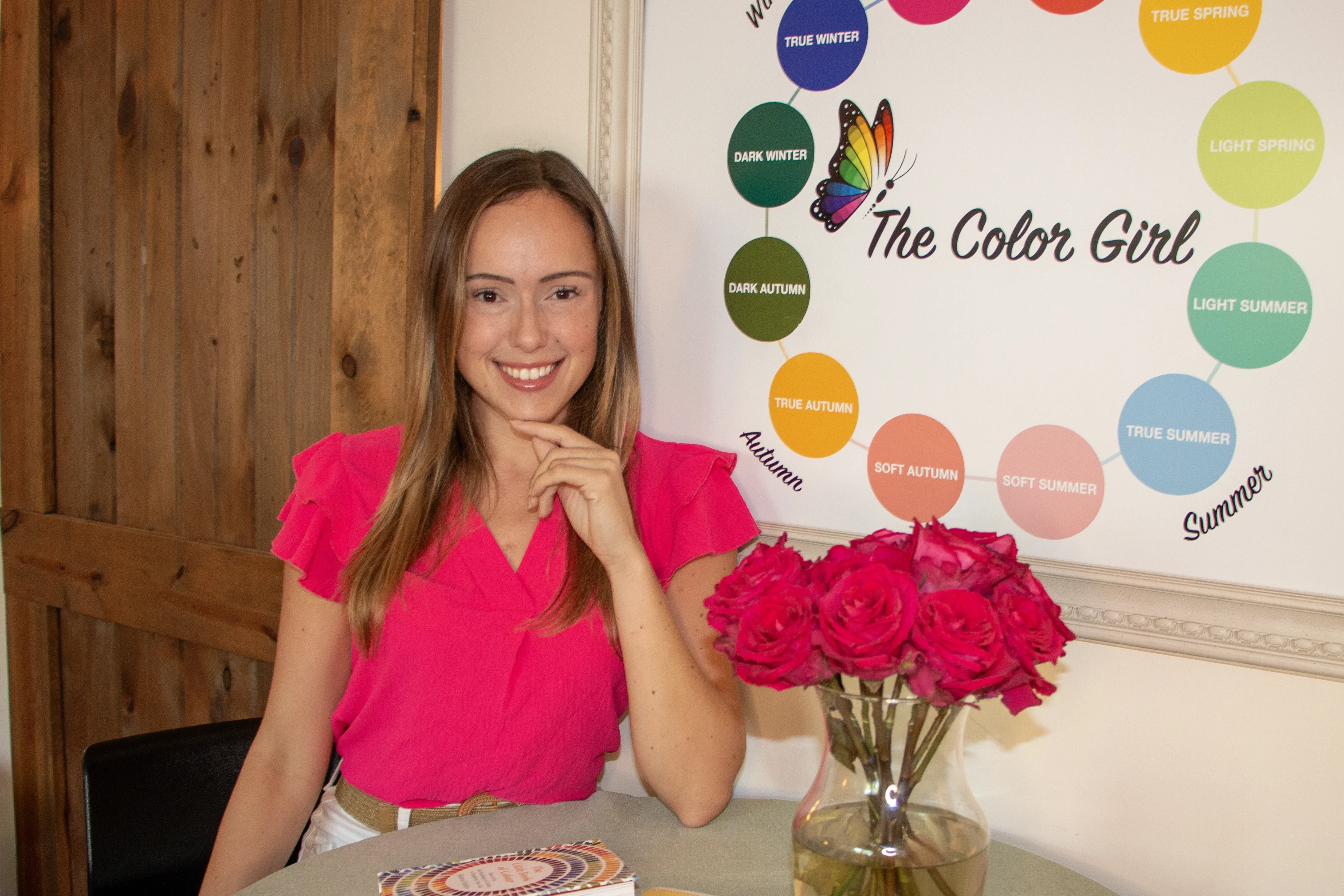 Paige McPartland teaching color analysis in the studio